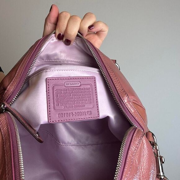 Coach Vintage Y2K Pink Patent Leather Studded Satchel Bag - Picture 6 of 6